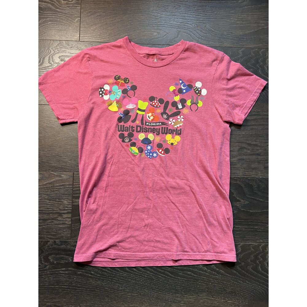 Walt Disney World Ear Hat Collage Mickey Mouse Adult T-Shirt Size M